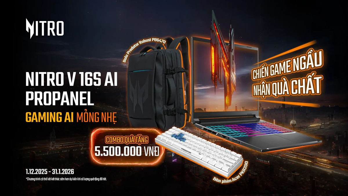 Ưu đãi Nitro V 16S AI ProPanel - Chiến game ngầu, nhận quà chất