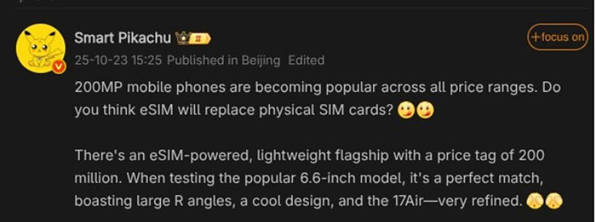 Xiaomi 17 Air đang được phát triển với thân máy siêu mỏng