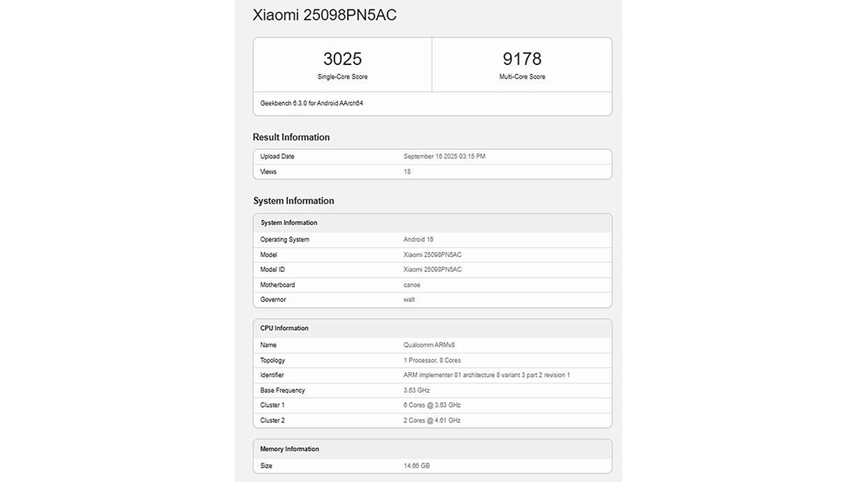 Xiaomi 17 Pro được thử nghiệm hiệu năng trên Geekbench