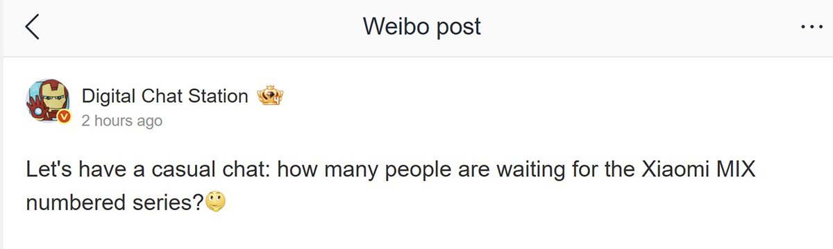 Thông tin Xiaomi MIX 5 được chia sẻ