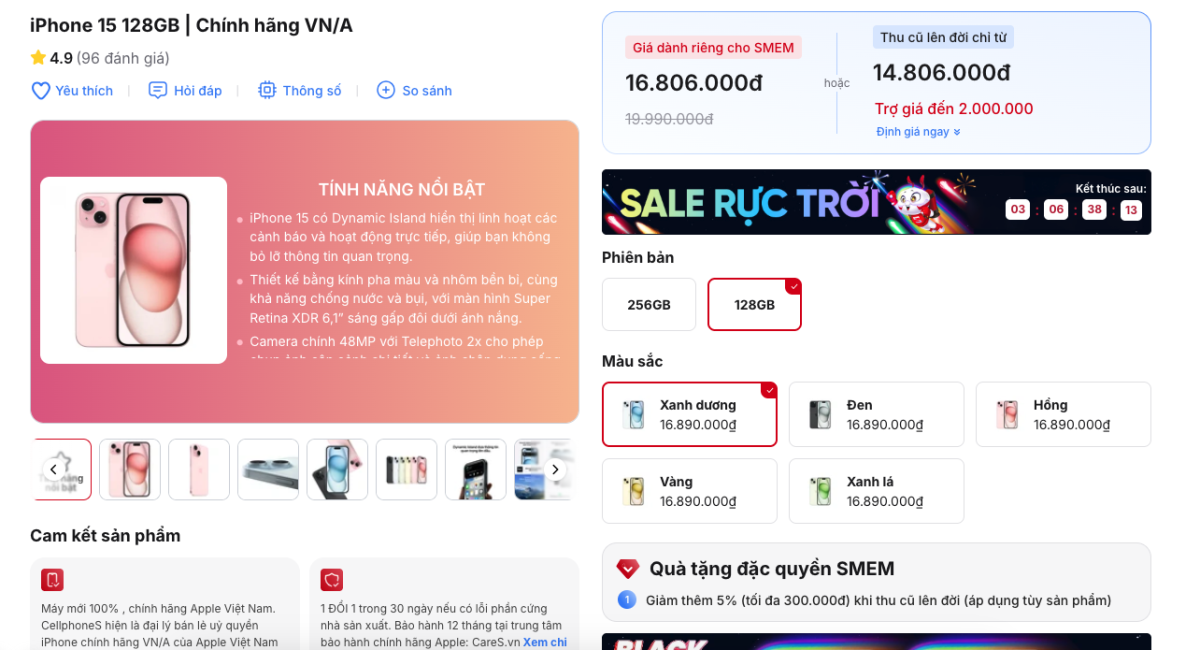iPhone 15 có giá hấp dẫn