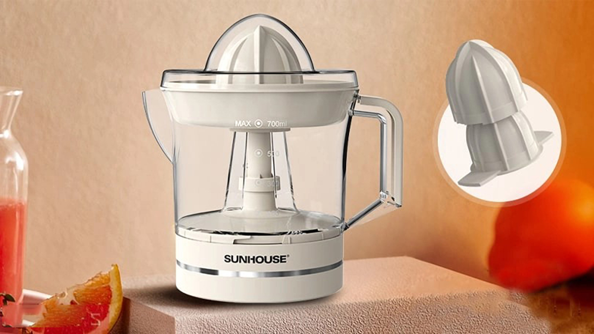 Máy vắt cam Sunhouse SHD5510 giúp người dùng dễ dàng vắt nước cam tươi ngon chỉ trong vài giây