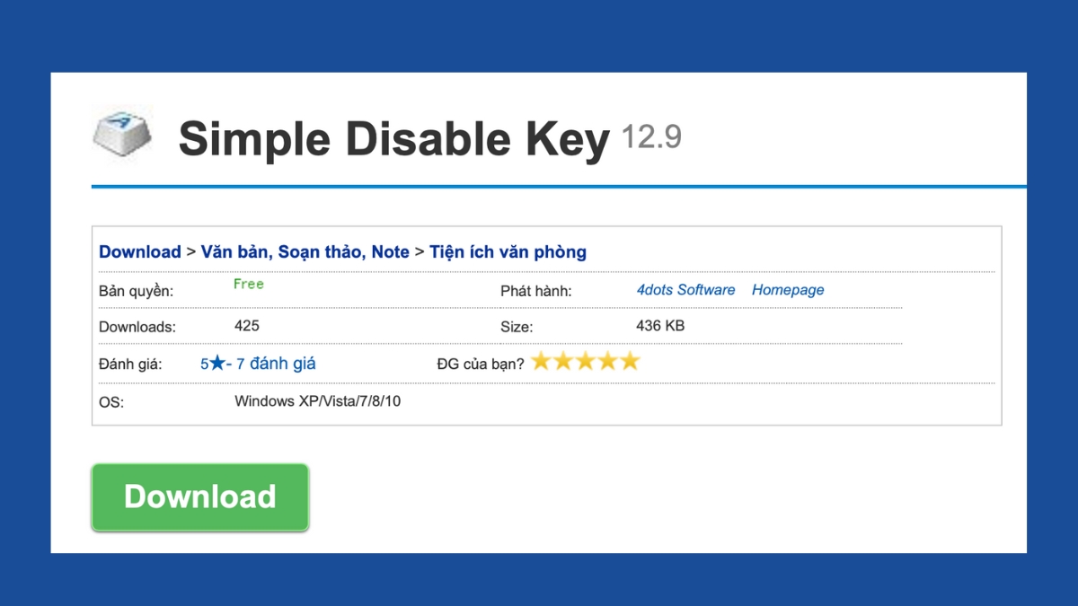 Khóa bàn phím laptop bằng Simple Disable Key bước 1