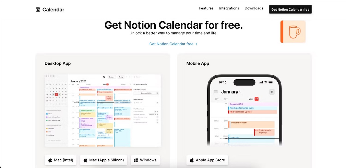 Cách tải Notion Calendar trên máy tính