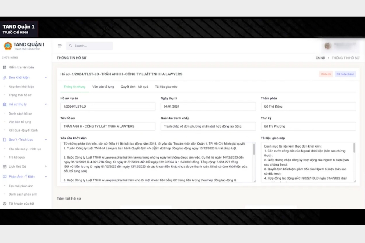 theo dõi vụ kiện online hình 9