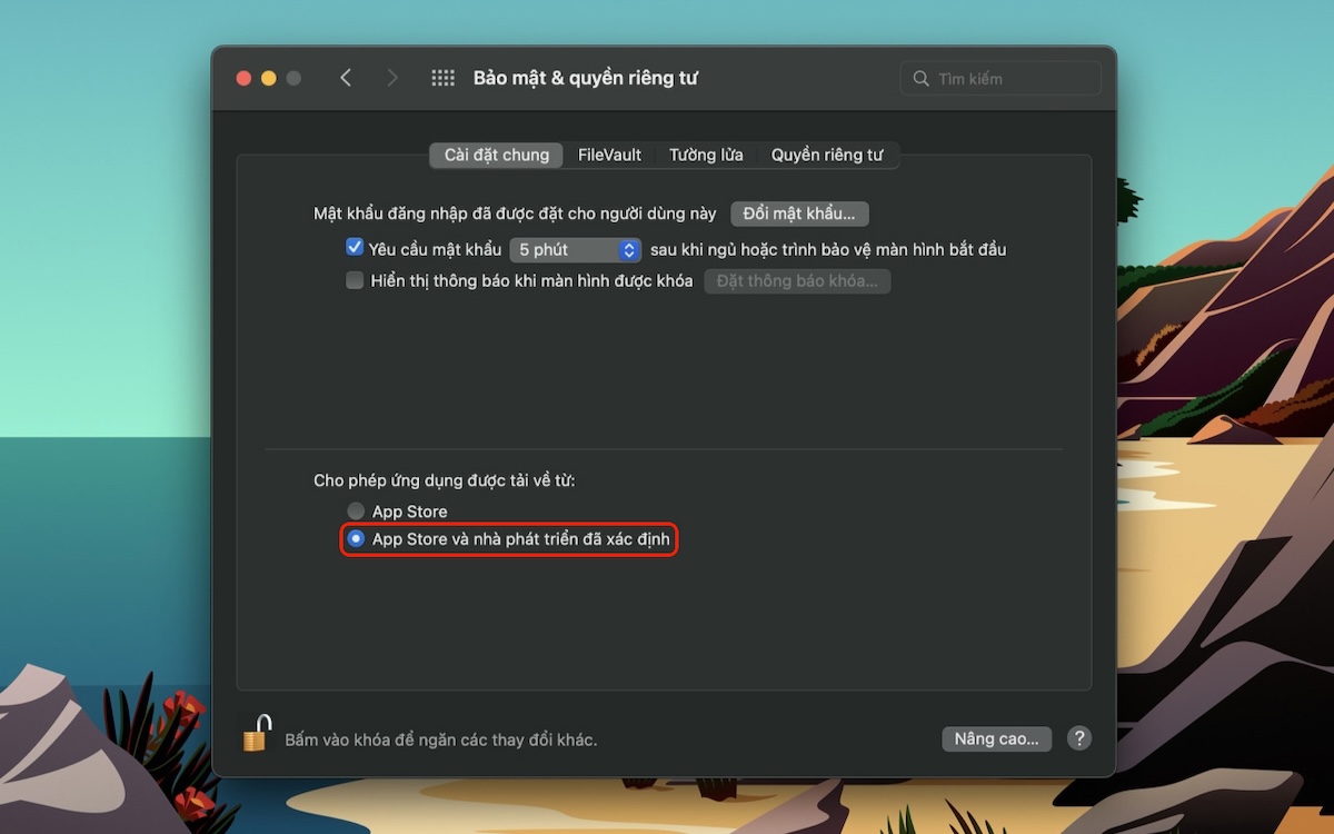 Chọn App Store và nhà phát triển đã xác định 