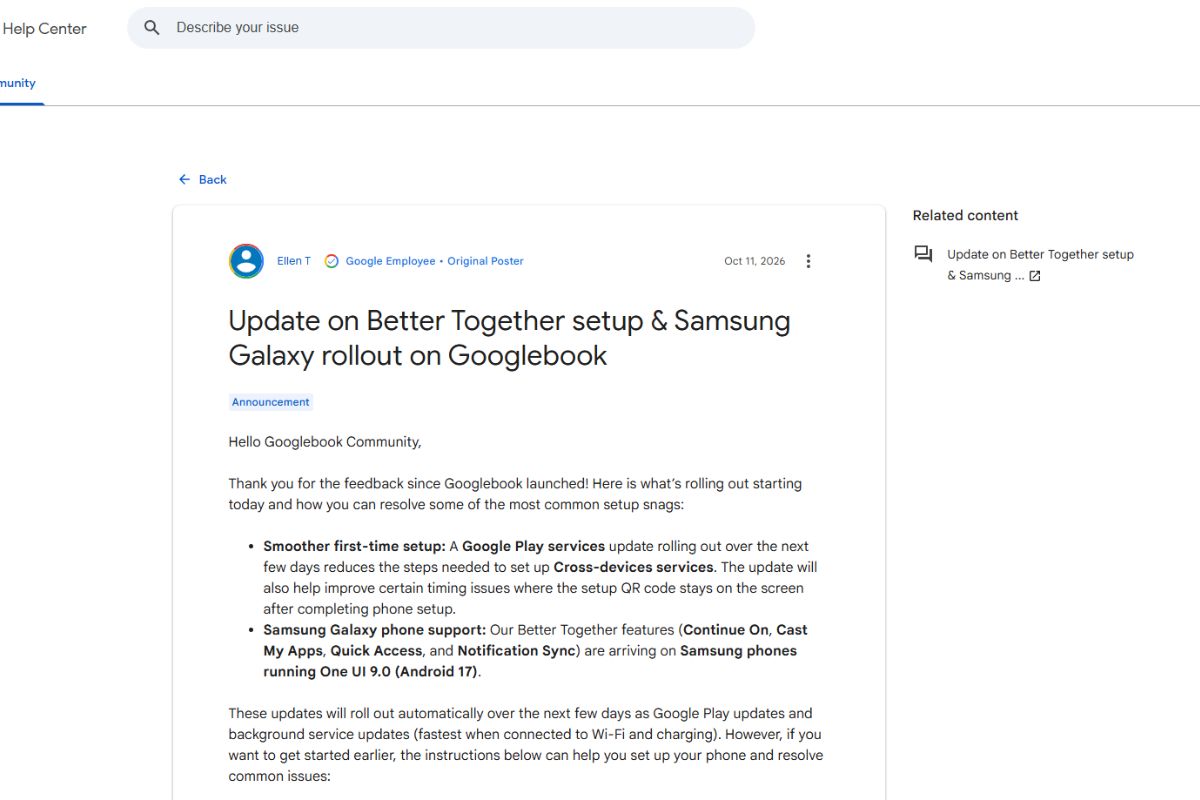 Thông tin được đăng tải trên Googlebook Community