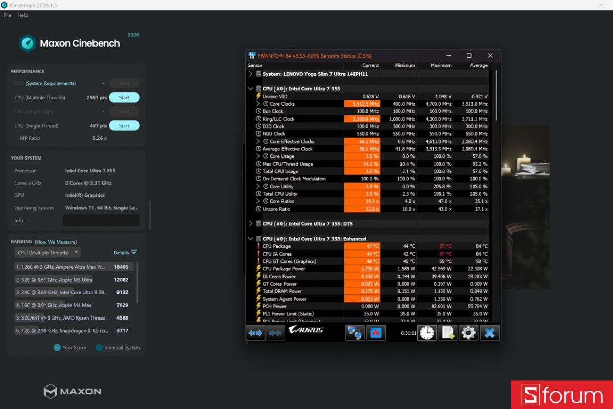 Test CPU trên Cinebench 2026