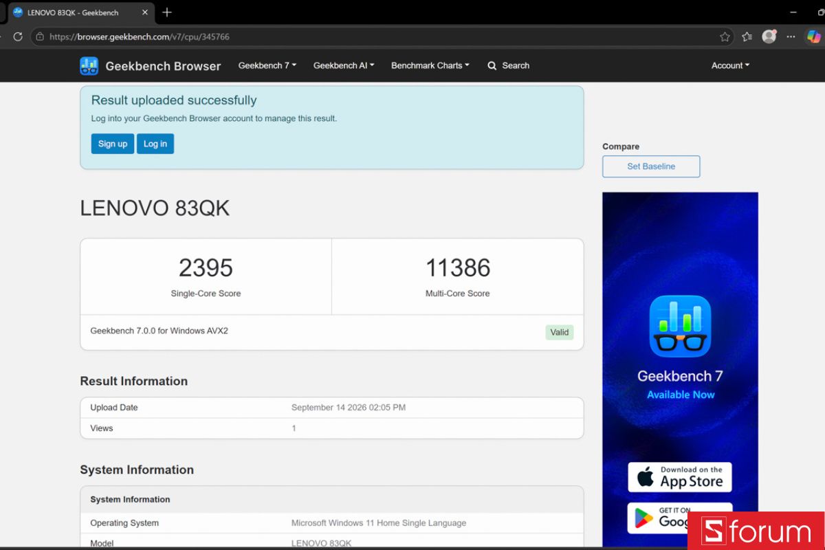 Test CPU trên Geekbench 6
