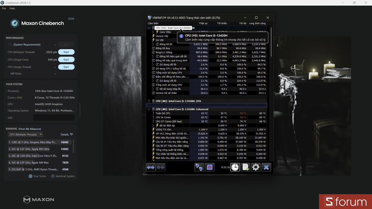 Test hiệu năng CPU trên Cinebench 2026
