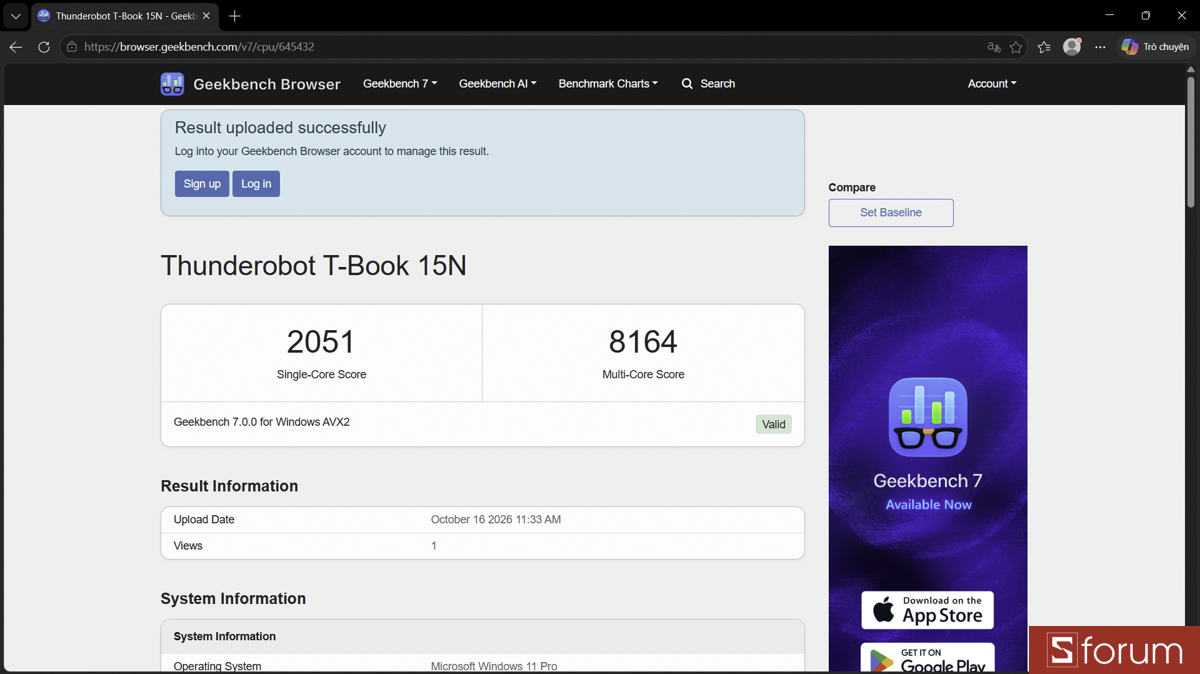 Test hiệu năng CPU trên Geekbench 6