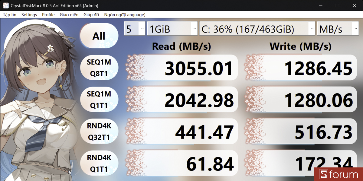 Test khả năng SSD trên CrystalDiskMark