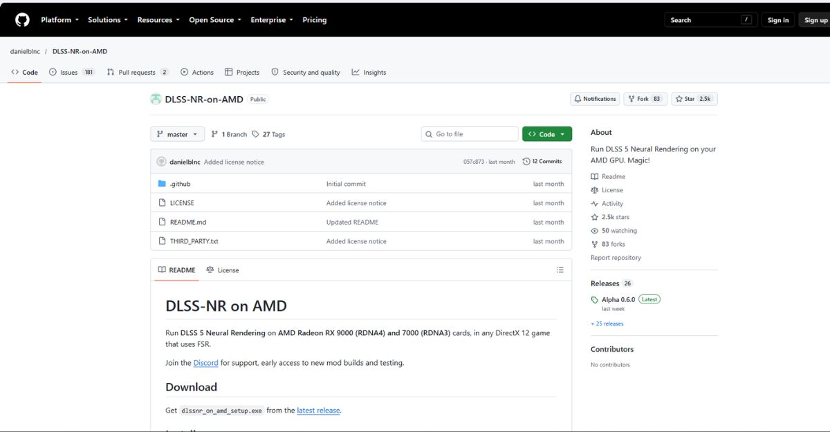 Bản mod trên Github của nhà phát triển