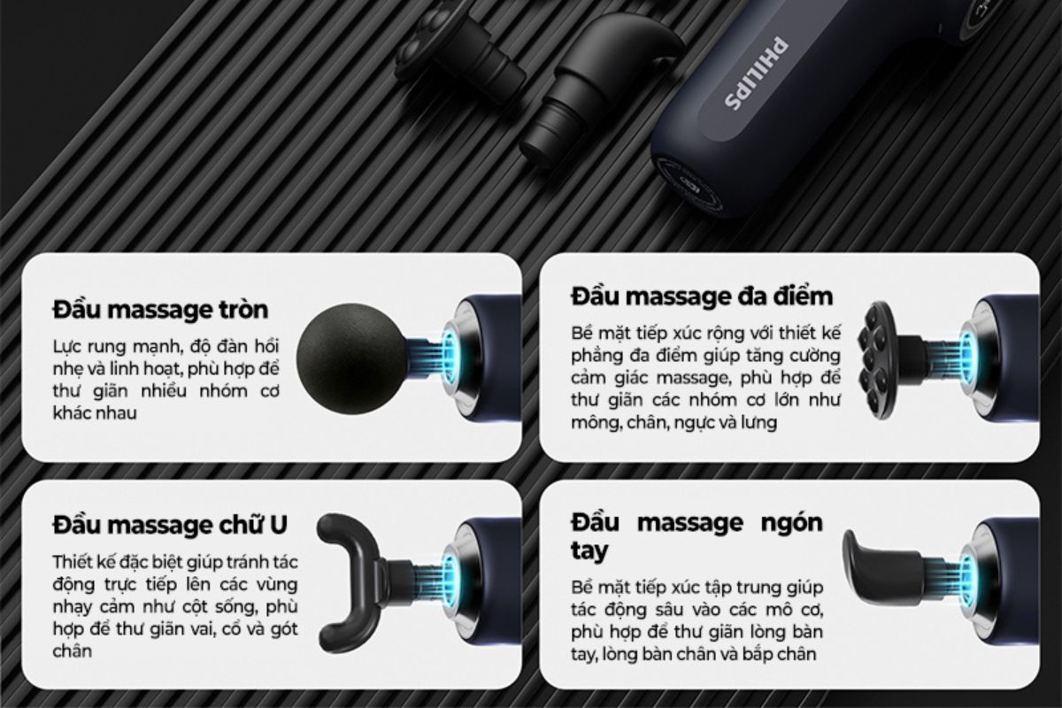 4 đầu massage tiện lợi