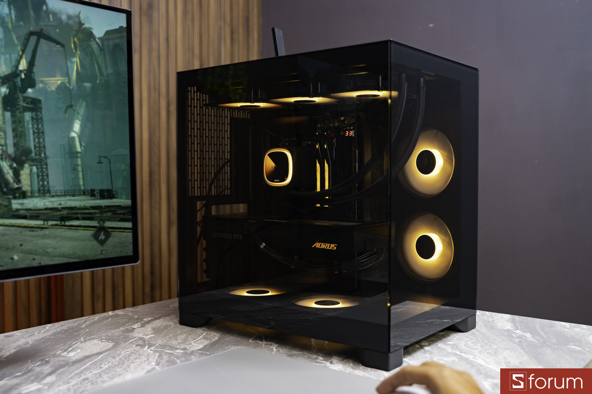 B850 AORUS STEALTH kết hợp Pop 2 Vision tạo khoang máy gọn gàng, khoe trọn linh kiện