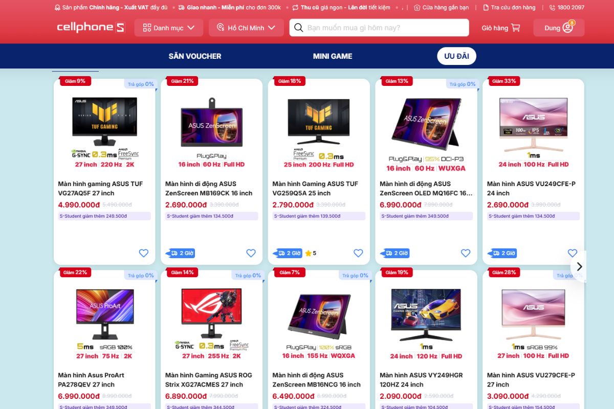 Tuần lễ thương hiệu ASUS với hàng loạt deal màn hình hấp dẫn