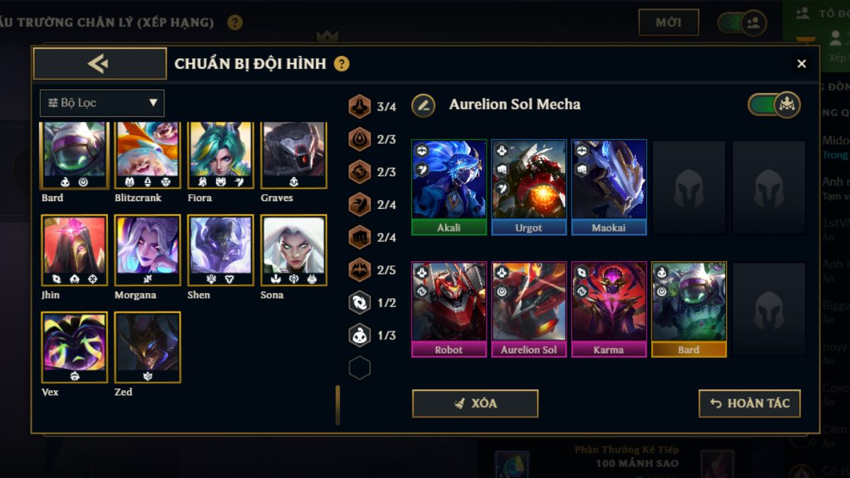 Khung đội hình Aurelion Sol Máy Móc hoàn thiện ở cấp độ 9