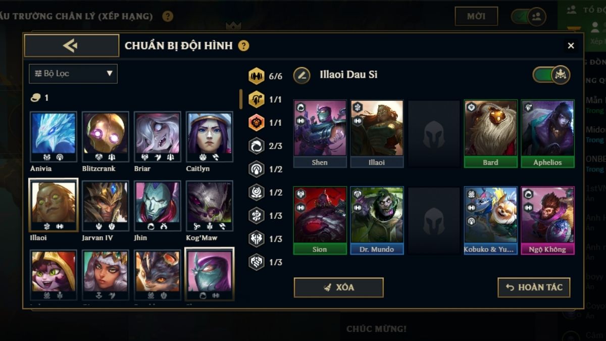 Gợi ý khung đội hình Illaoi Bước Nhảy Niềm Tin hoàn thiện