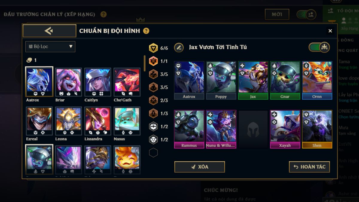 Gợi ý khung đội hình Jax Vươn Tới Tinh Tú hoàn thiện ở cấp 9