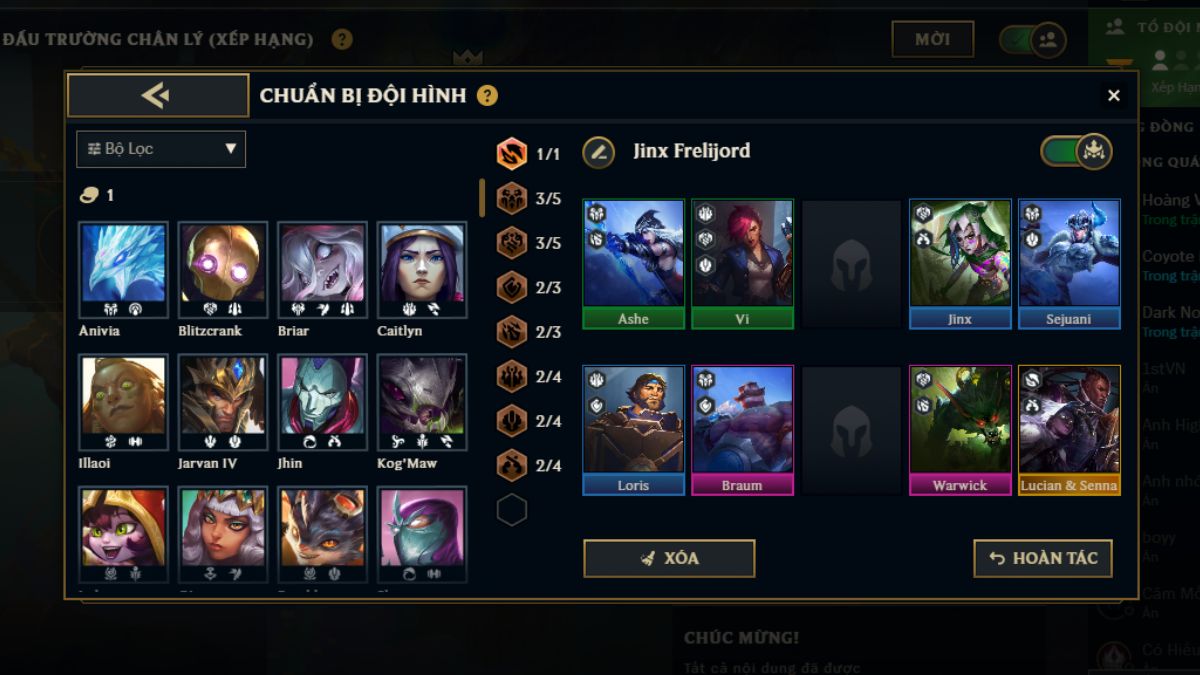 Khung đội hình Jinx Freljord hoàn thiện ở cấp độ 8