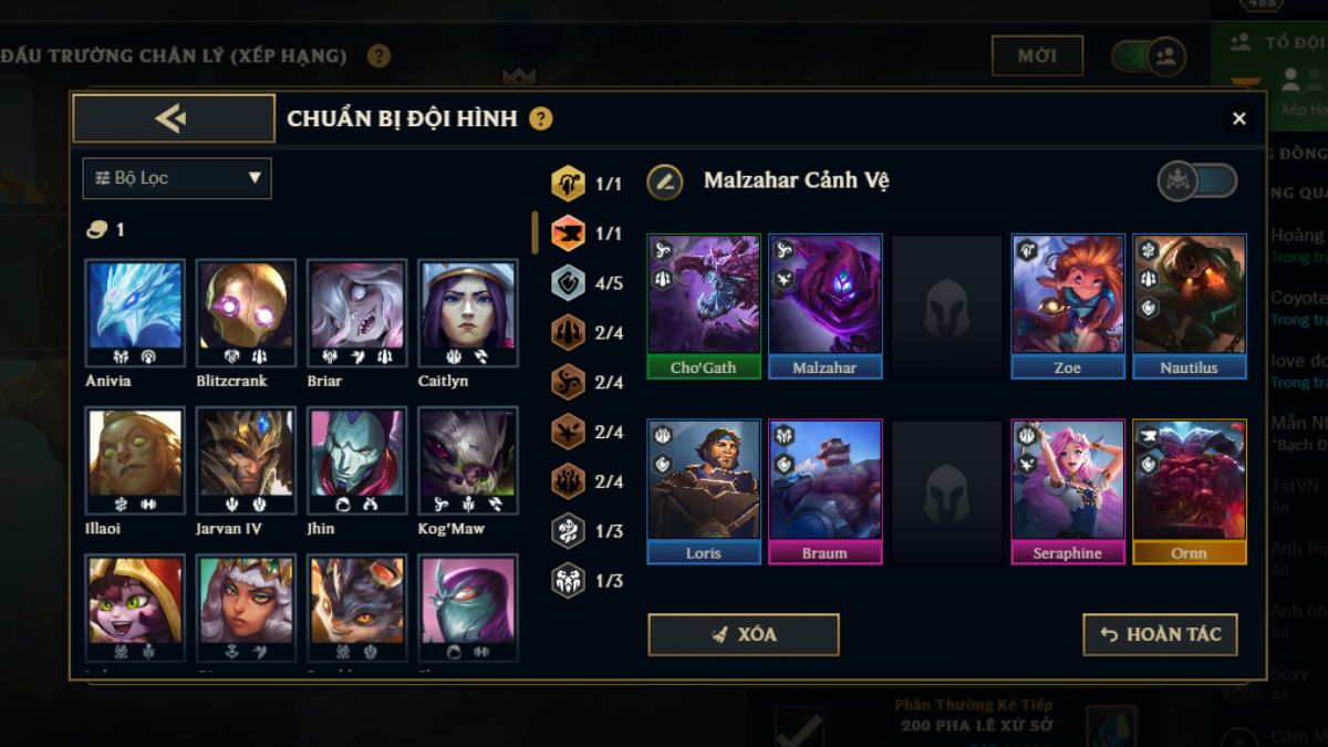 Gợi ý khung đội hình Malzahar Cảnh Vệ hoàn thiện ở cấp độ 8
