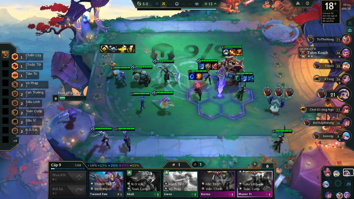 Nâng cấp các chủ lực lên 2 sao trước rồi mới up 9