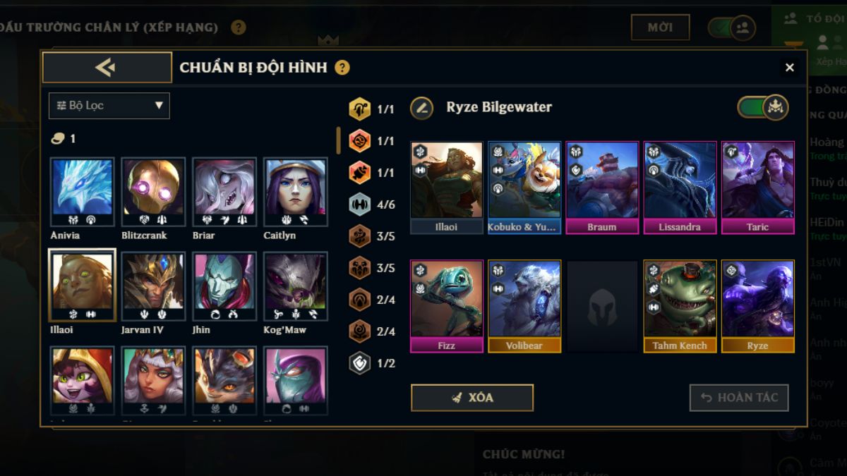 Khung đội hình Ryze Bilgewater hoàn thiện ở cấp 9