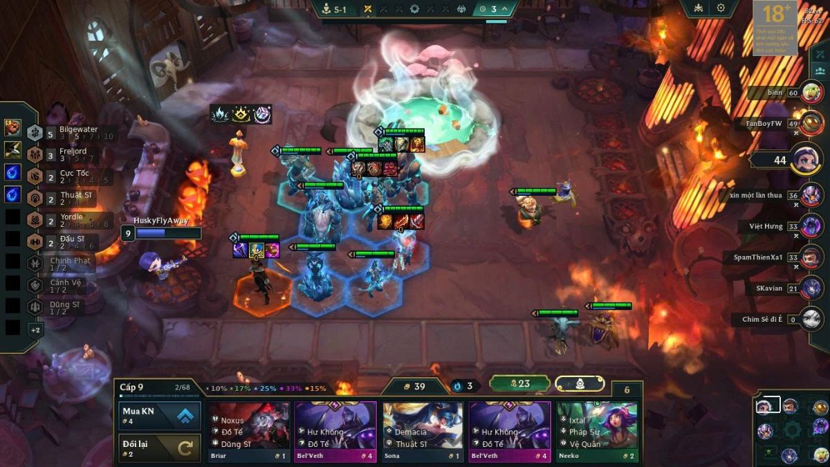 Bắt đầu roll để tìm kiếm các tướng chủ lực trong đội hình