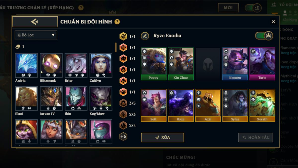 Khung đội hình Ryze Exodia kết hợp Shurima