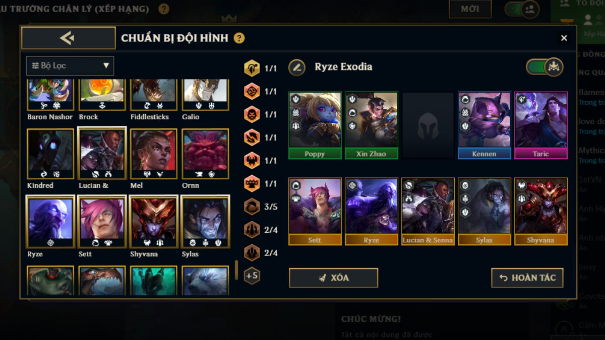 Khung đội hình Ryze Exodia truyền thống