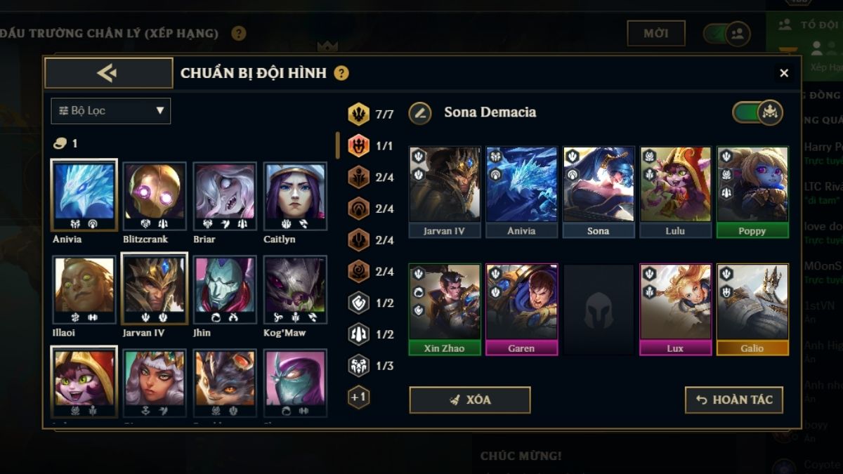 Khung đội hình Sona Demacia tận dụng lõi Bài Học Sơ Khai