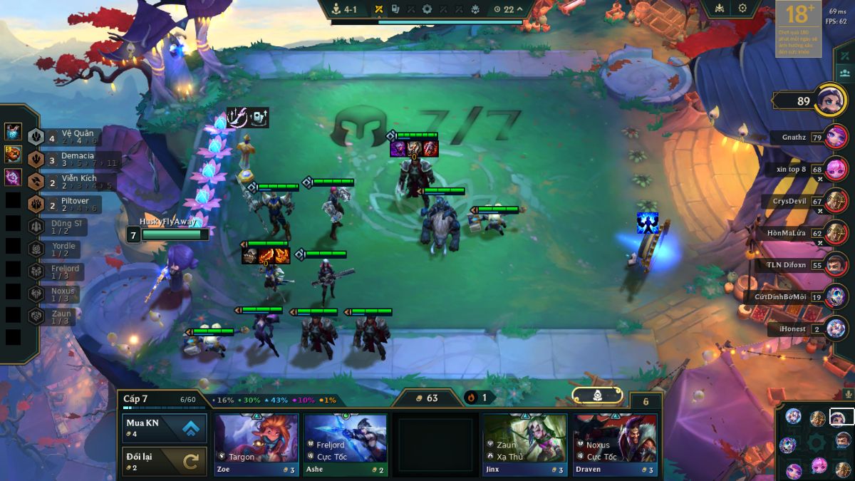 Roll nhẹ ở cấp 7 để hoàn thiện khung đội hình chính