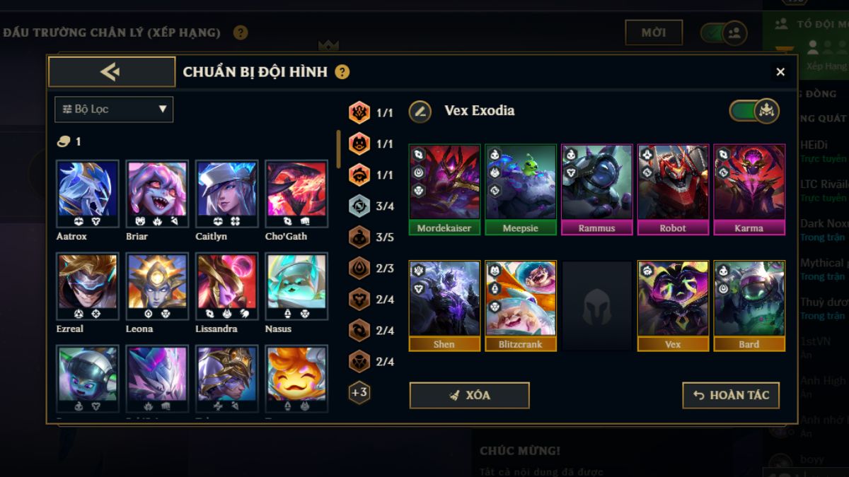 Gợi ý form đội hình Vex Exodia hoàn thiện ở cấp 9