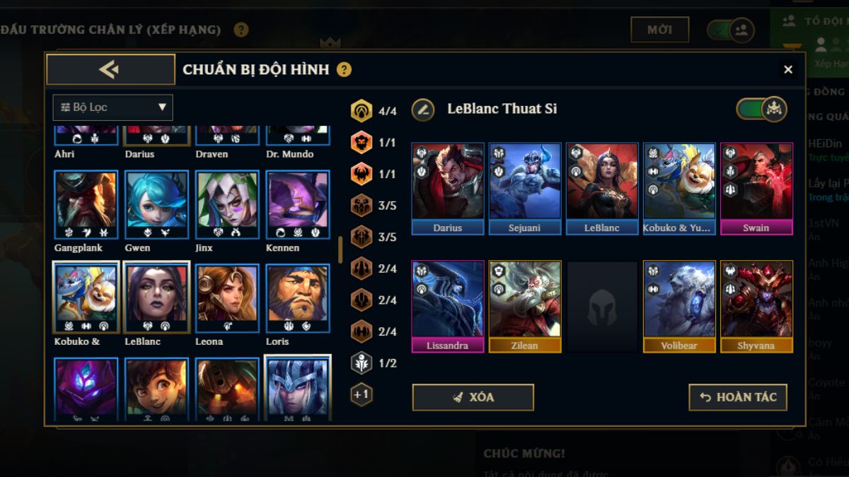 Gợi ý form đội hình LeBlanc Đấu Sĩ hoàn thiện