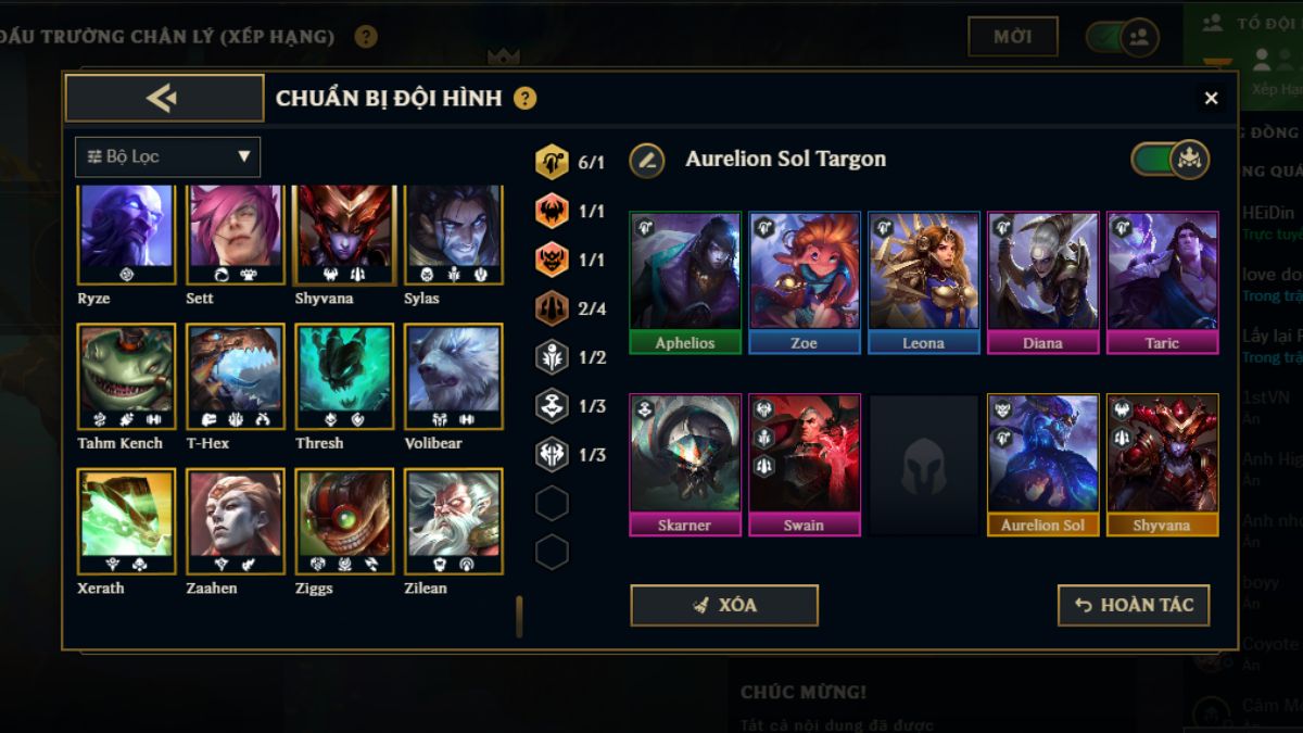 Gợi ý form đội hình Aurelion Sol Targon hoàn thiện