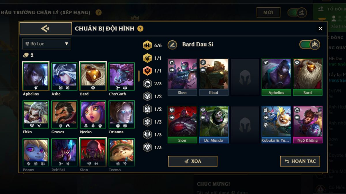 Gợi ý form đội hình Bard Đấu Sĩ hoàn thiện