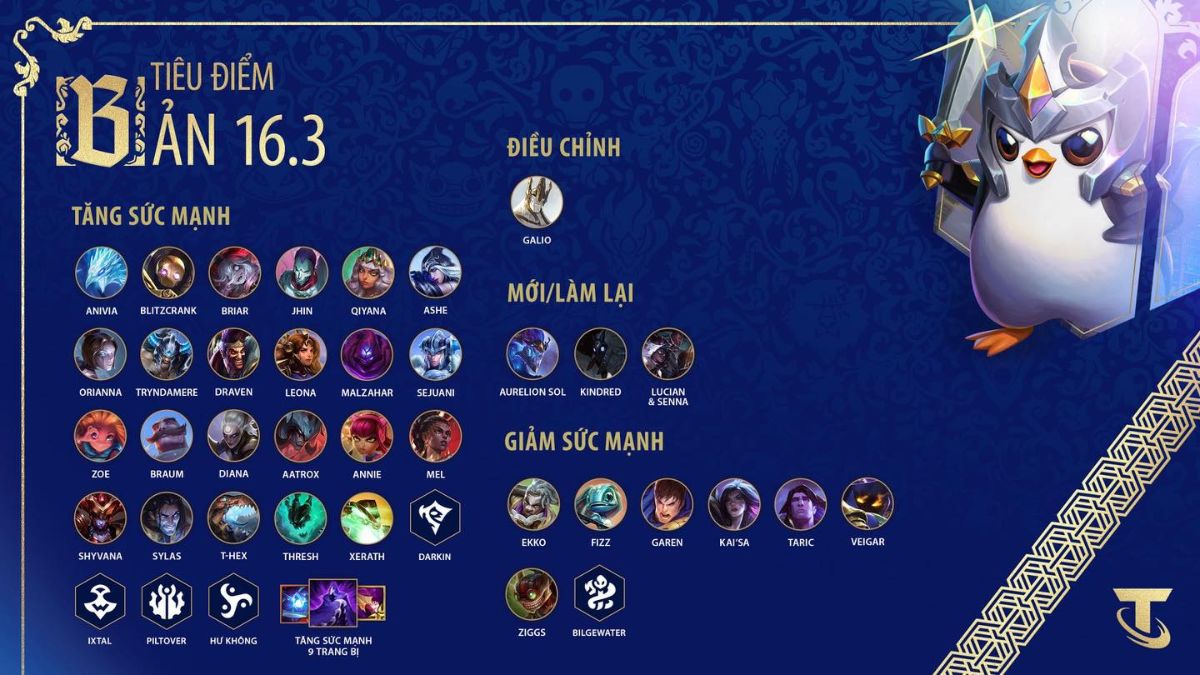 Thông tin sơ bộ về bản cập nhật ĐTCL 16.3