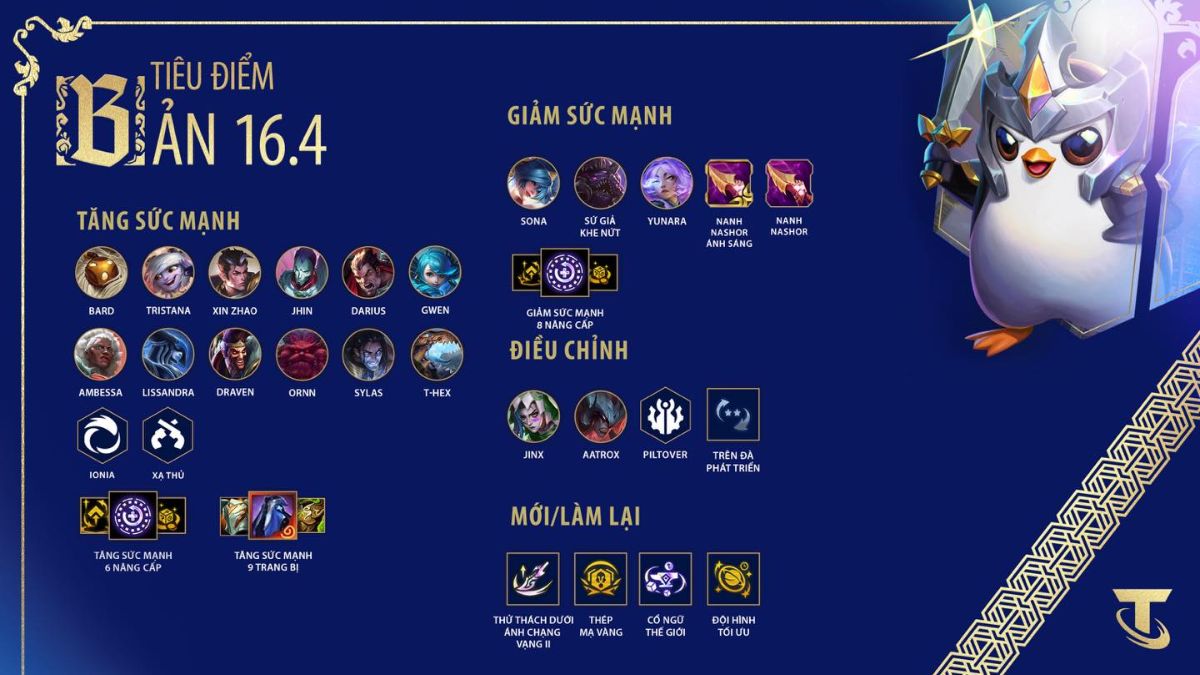 Thông tin cơ bản về cập nhật ĐTCL 16.4