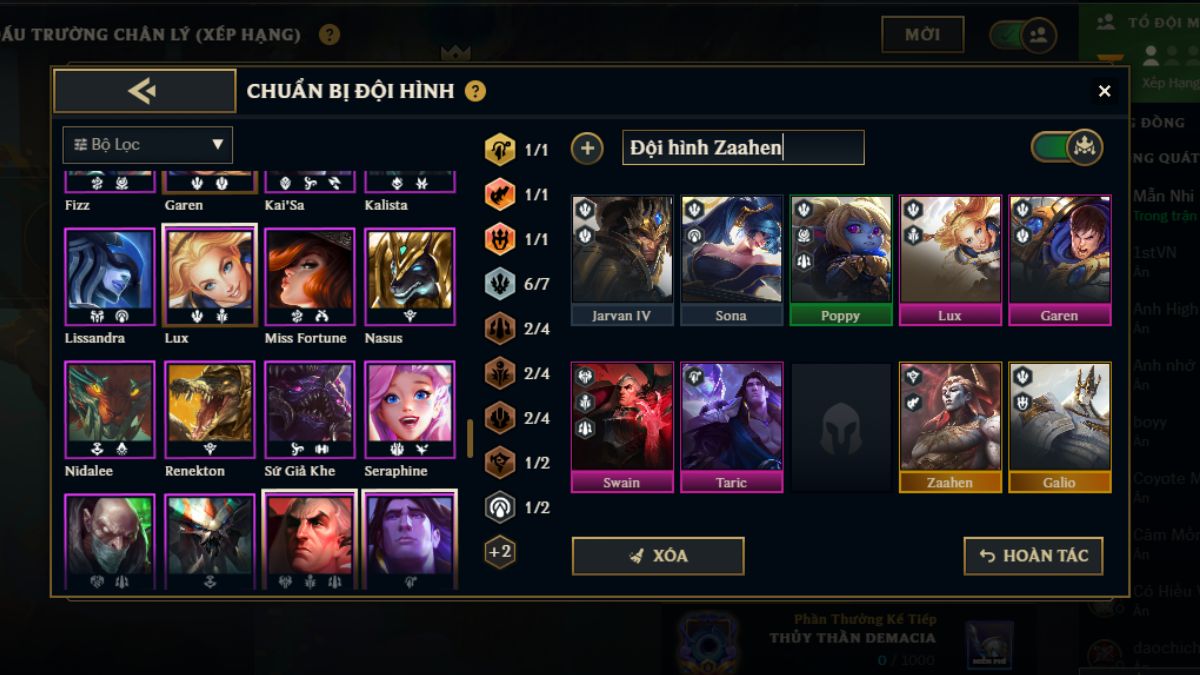 Gợi ý form đội hình Zaahen Demacia