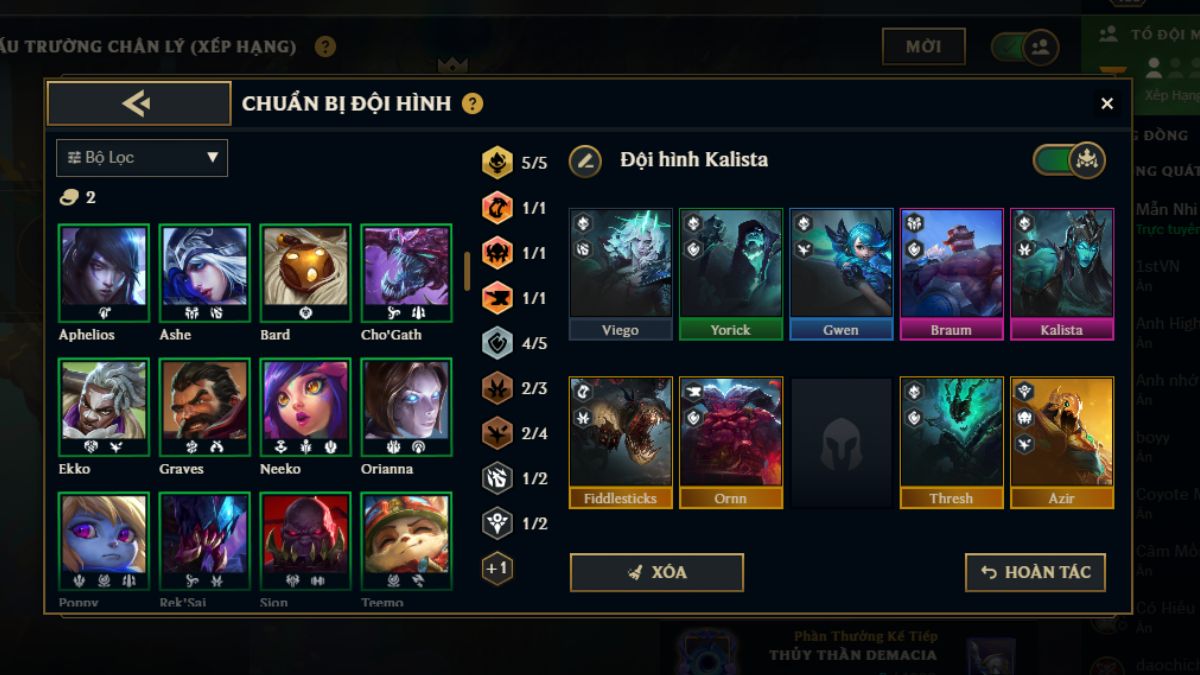 Gợi ý form đội hình Kalista Quần Đảo Bóng Đêm