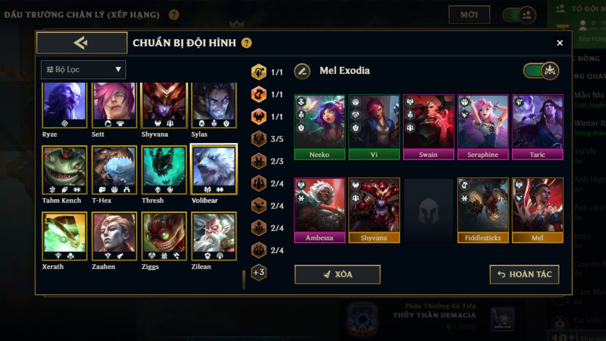 Gợi ý form đội hình Mel EXODIA