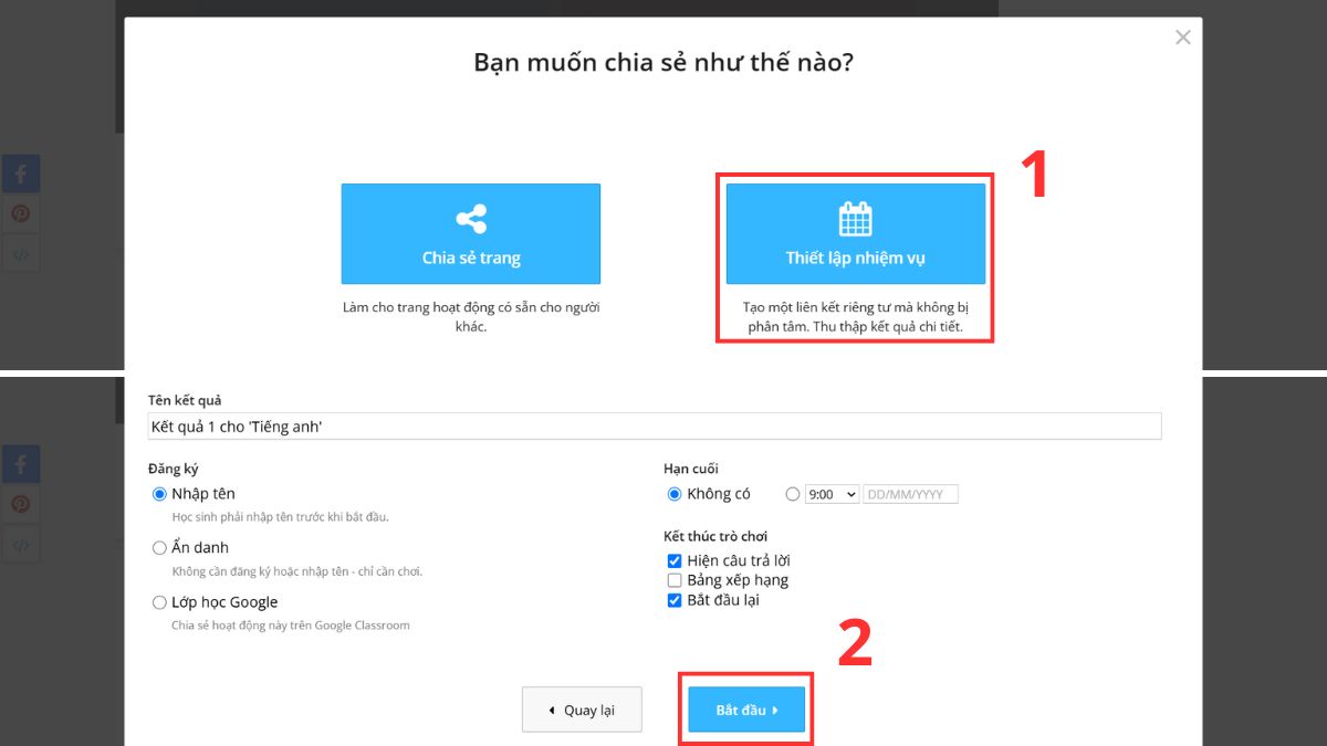 Cách tạo bài tập, giảng dạy online trên Wordwall bước 3