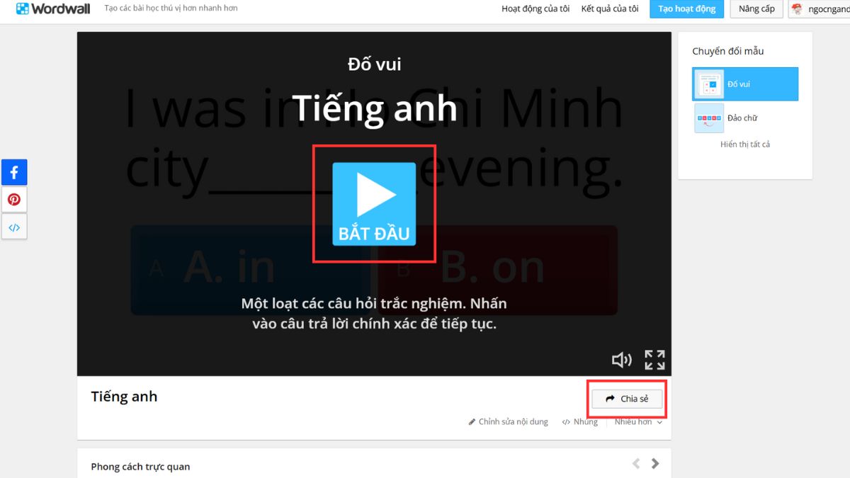Hướng dẫn cách sử dụng Wordwall bước 5