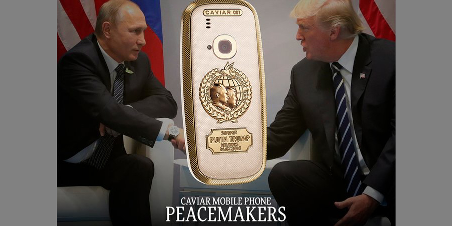 Caviar ra mắt Nokia 3310 với khung titan mạ vàng 24K để chào mừng cuộc gặp gỡ lịch sử giữa Trump và Putin