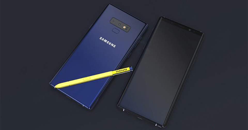 Galaxy Note 9 lộ ảnh render chính thức: Máy xanh bút vàng, cảm biến vân tay thấp hơn, còn lại giống Note 8
