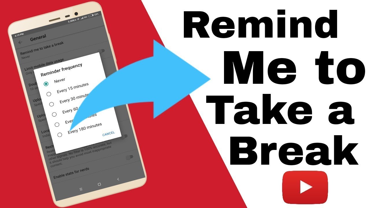 Kích hoạt tính năng đã đến lúc nghỉ giải lao khi xem YouTube Kích hoạt tính năng đã đến lúc nghỉ giải lao khi xem YouTube