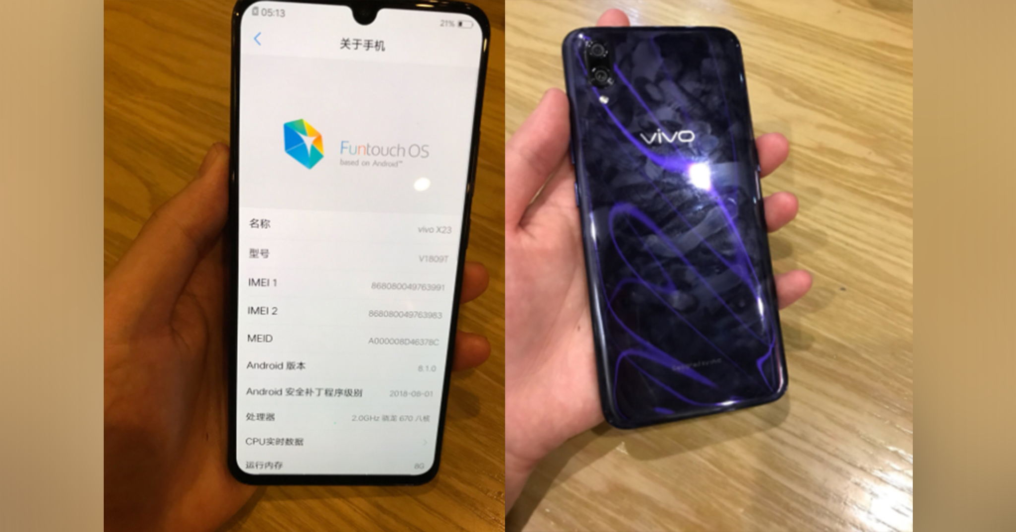 Lộ diện ảnh thực tế Vivo X23: Màn hình "giọt nước", cảm biến vân tay dưới màn hình