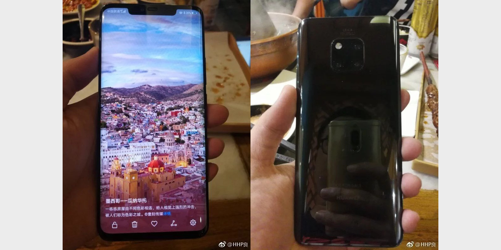 Huawei Mate 20 Pro lộ ảnh thực tế với màn hình cong tràn cạnh, 3 camera ở mặt sau