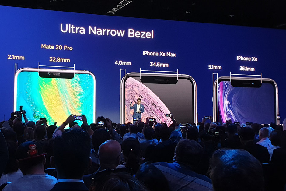Huawei chê iPhone XS và XR viền dày, Mate 20 Pro viền mỏng hơn