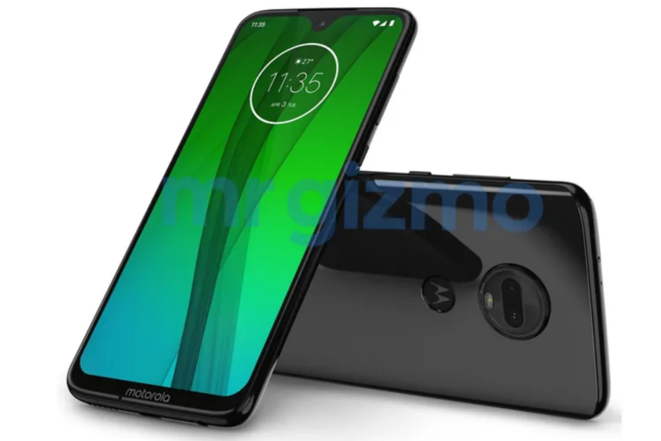 Moto G7 lộ ảnh render: Màn hình giọt nước, camera kép, vỏ kính